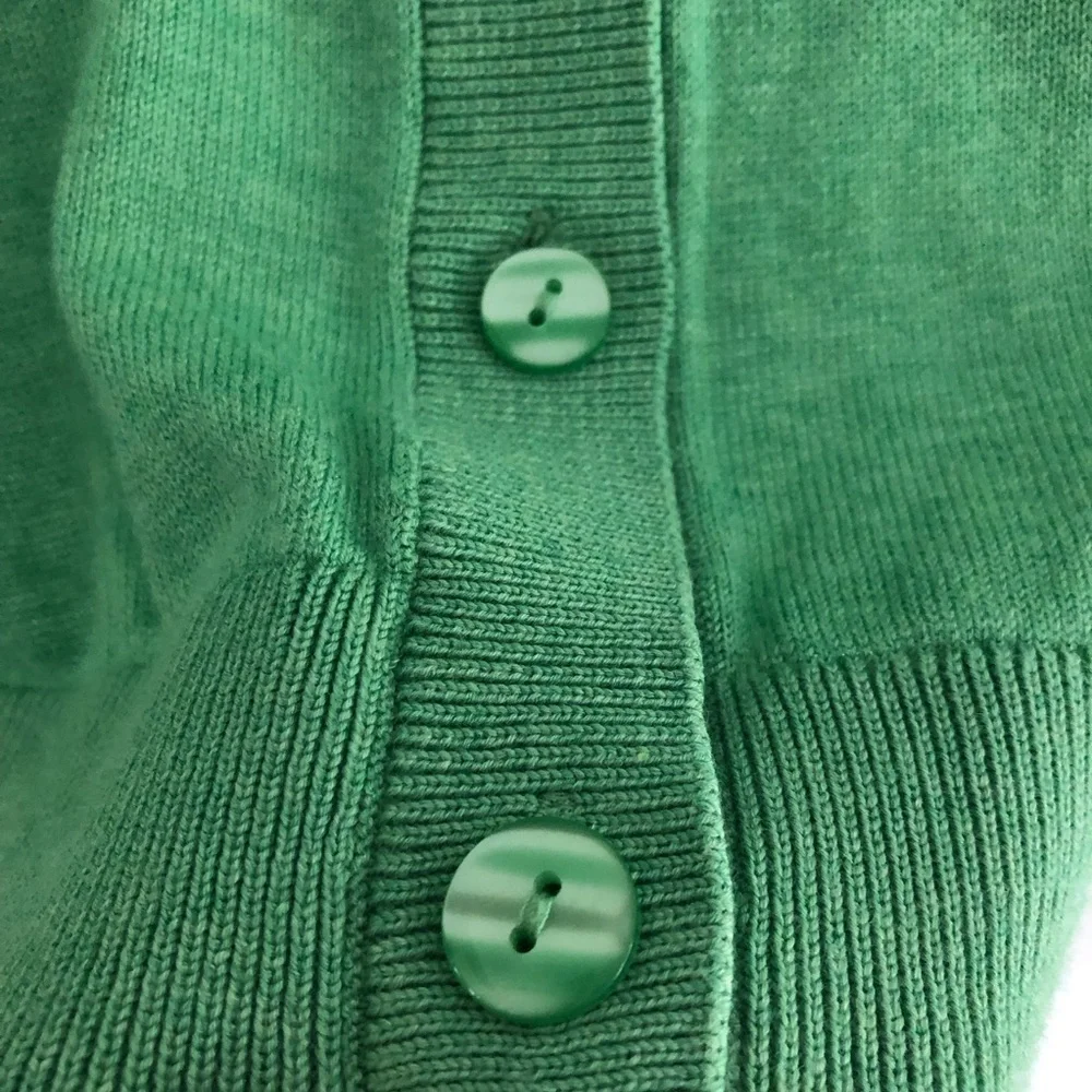J. Jill Cardigan Organic Cotton Green V-Neck Sweater Large - Picture 7 of 11